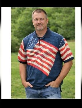 Cotton Traders Sport Mens Polo Size XL American Flag Independence USA Holiday